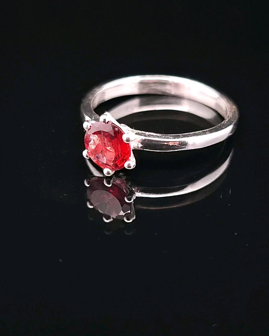 Garnet, Faceted Sterling Silver Ring