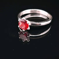Garnet, Faceted Sterling Silver Ring