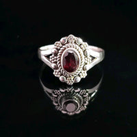 Garnet, Faceted Sterling Silver Ring