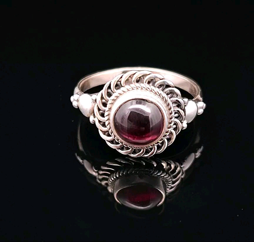 Garnet, Sterling Silver Ring