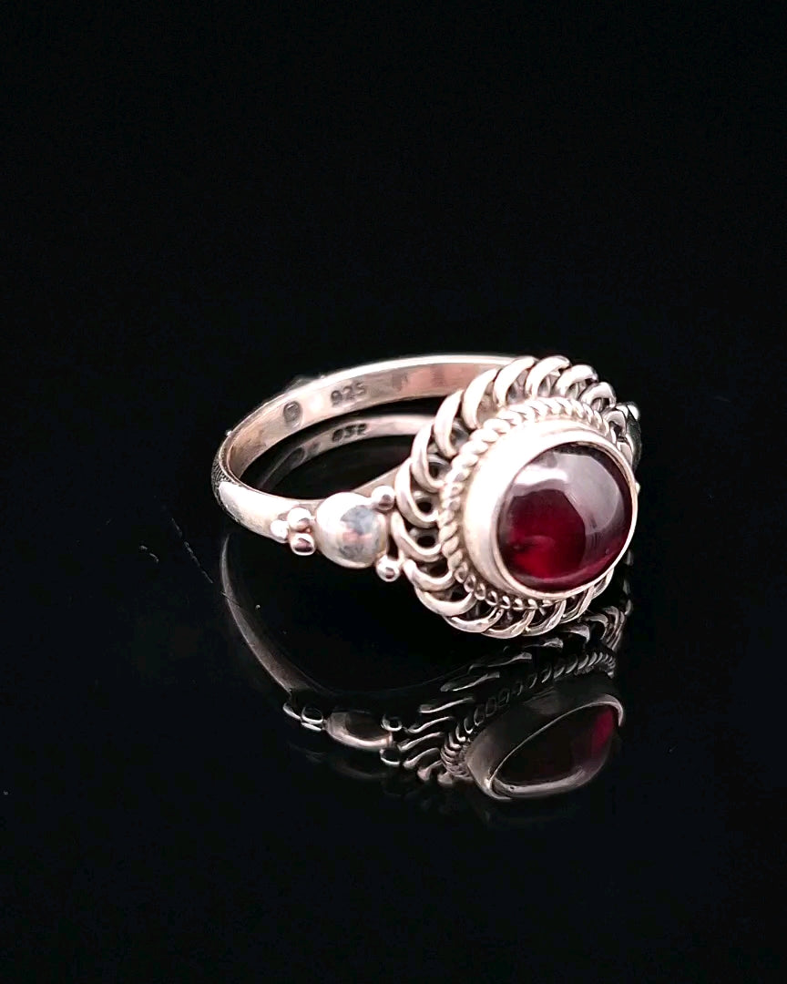 Garnet, Sterling Silver Ring
