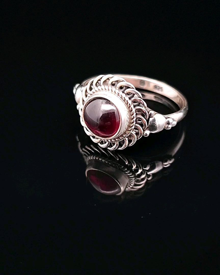 Garnet, Sterling Silver Ring