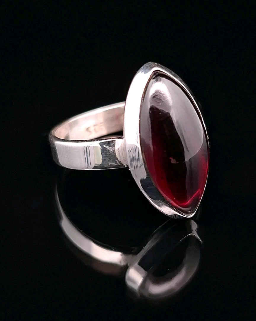 Garnet, Sterling Silver Ring