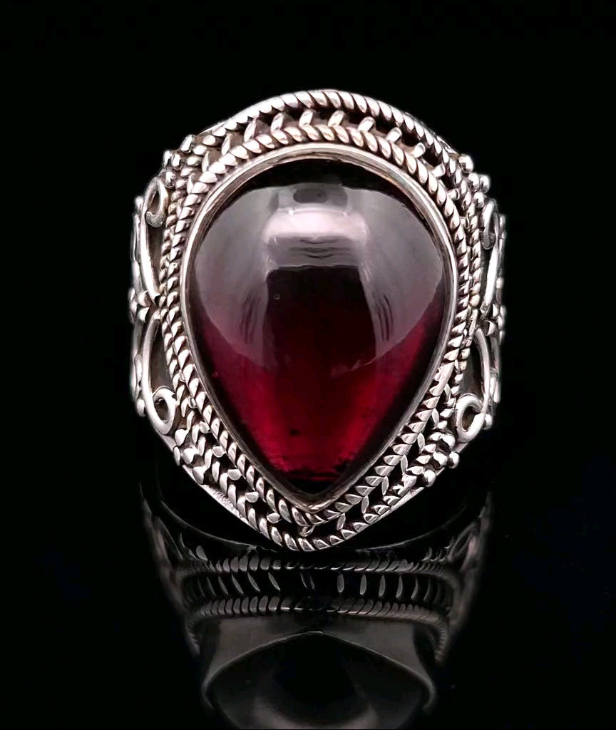 Garnet, Sterling Silver Ring