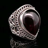 Garnet, Sterling Silver Ring