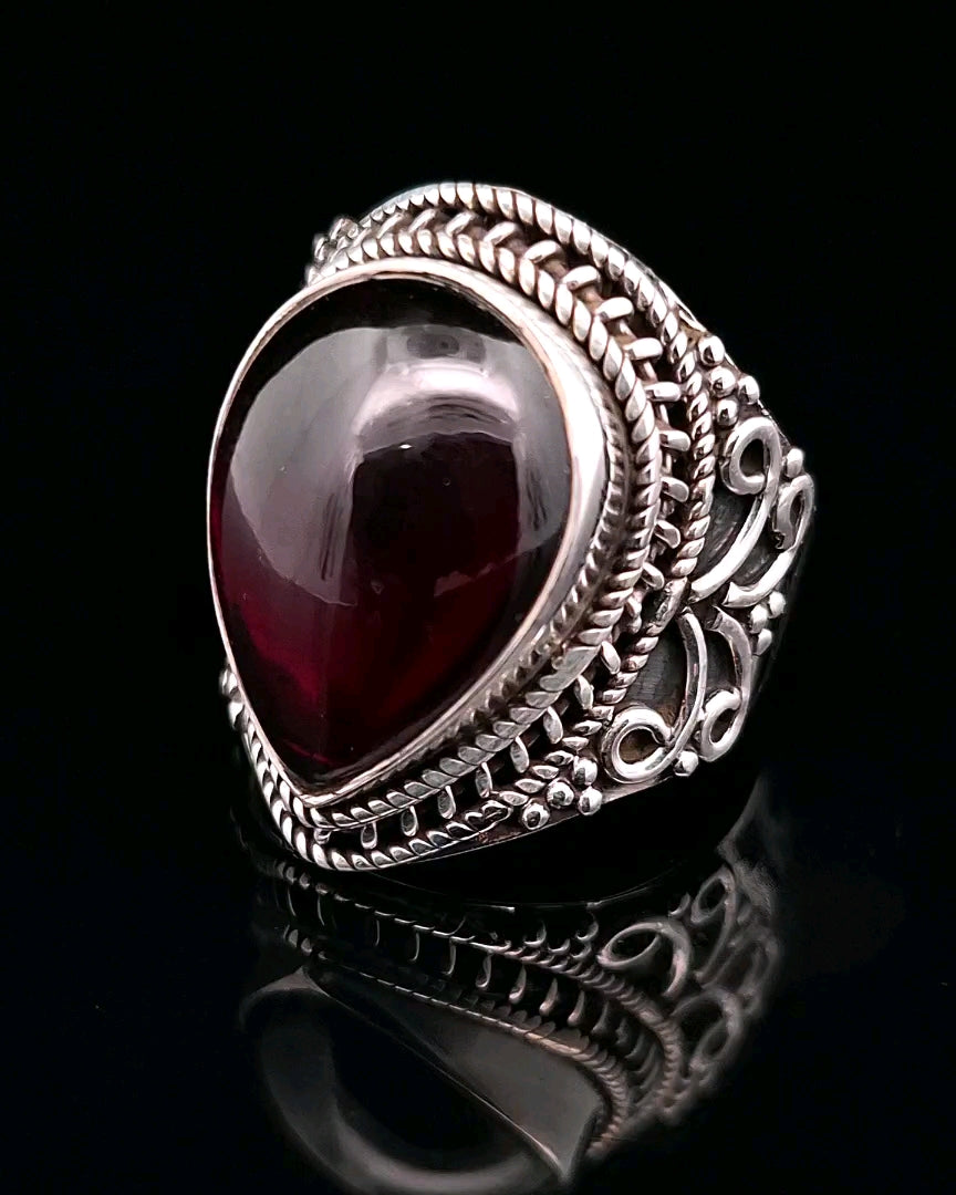 Garnet, Sterling Silver Ring