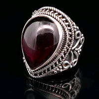 Garnet, Sterling Silver Ring