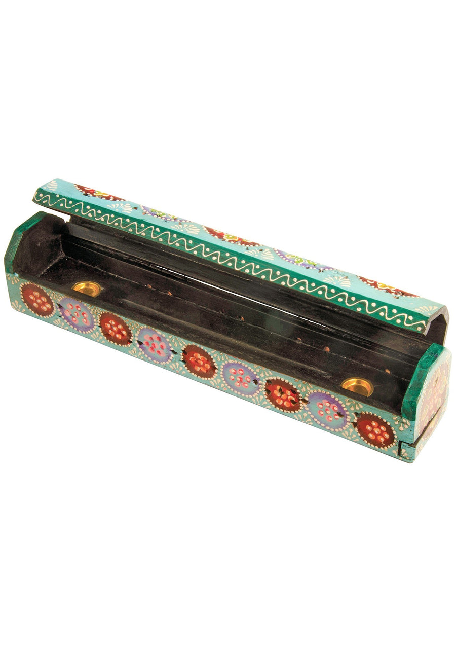 Hand painted wooden incense box