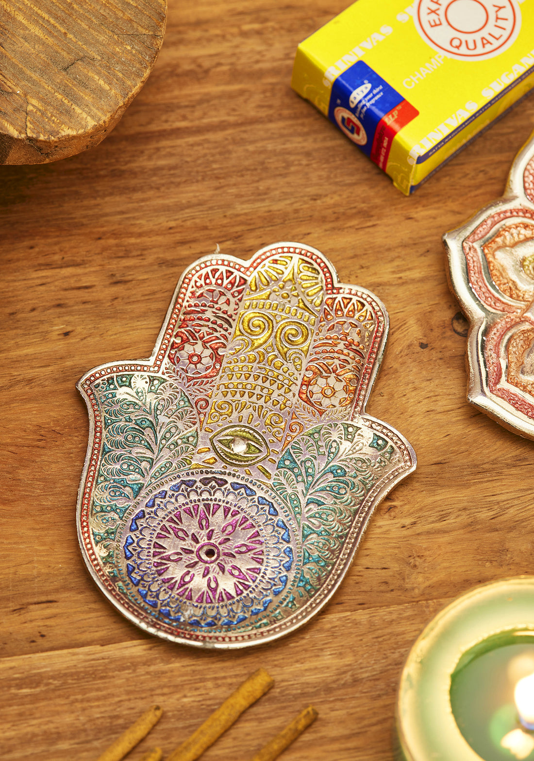 Rainbow Hamsa Incense Holder