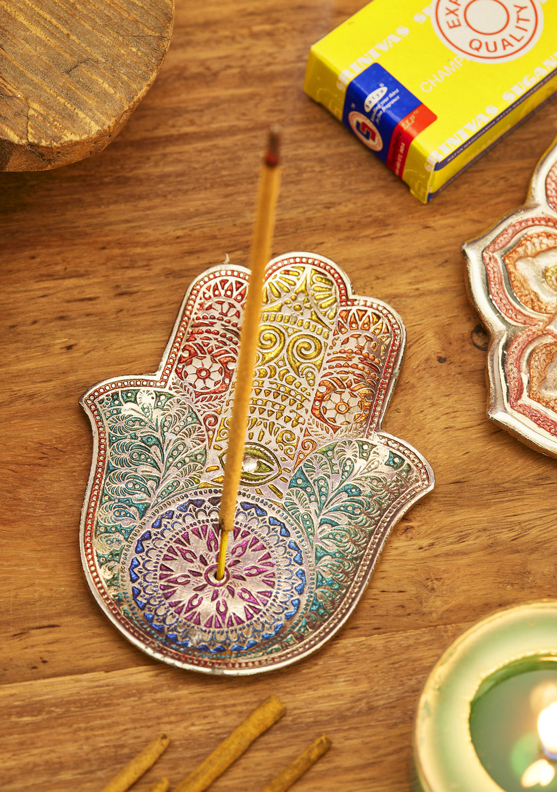 Rainbow Hamsa Incense Holder