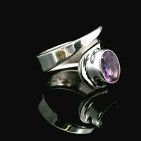 Amethyst Faceted, Freesize Sterling Silver Ring