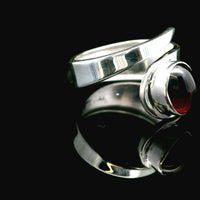 Garnet, Freesize Sterling Silver Ring