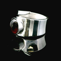 Garnet, Freesize Sterling Silver Ring