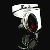 Garnet, Faceted Sterling Silver Ring