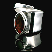 Garnet, Faceted Sterling Silver Ring