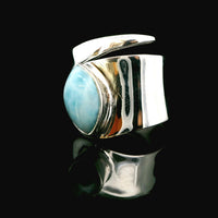 Larimar, Freesize Sterling Silver Ring