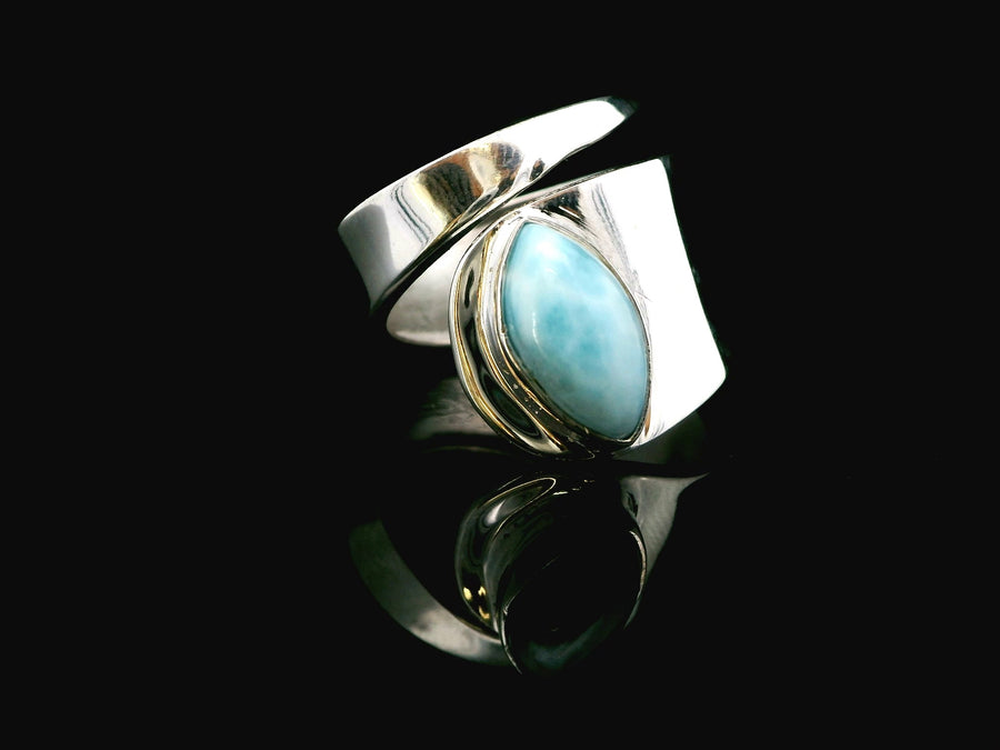 Larimar, Freesize Sterling Silver Ring