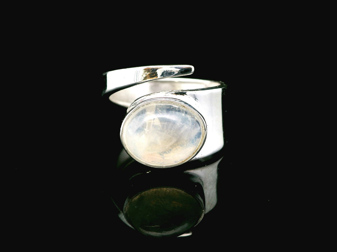 Moonstone, Rainbow Sterling Silver Ring