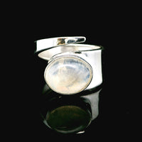 Moonstone, Rainbow Sterling Silver Ring