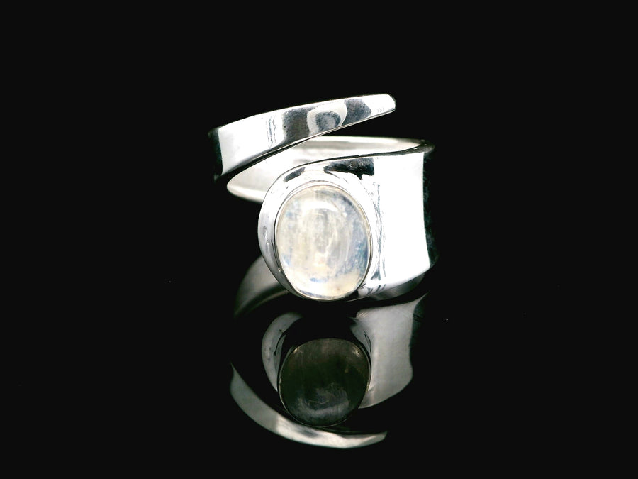 Moonstone, Rainbow Sterling Silver Ring