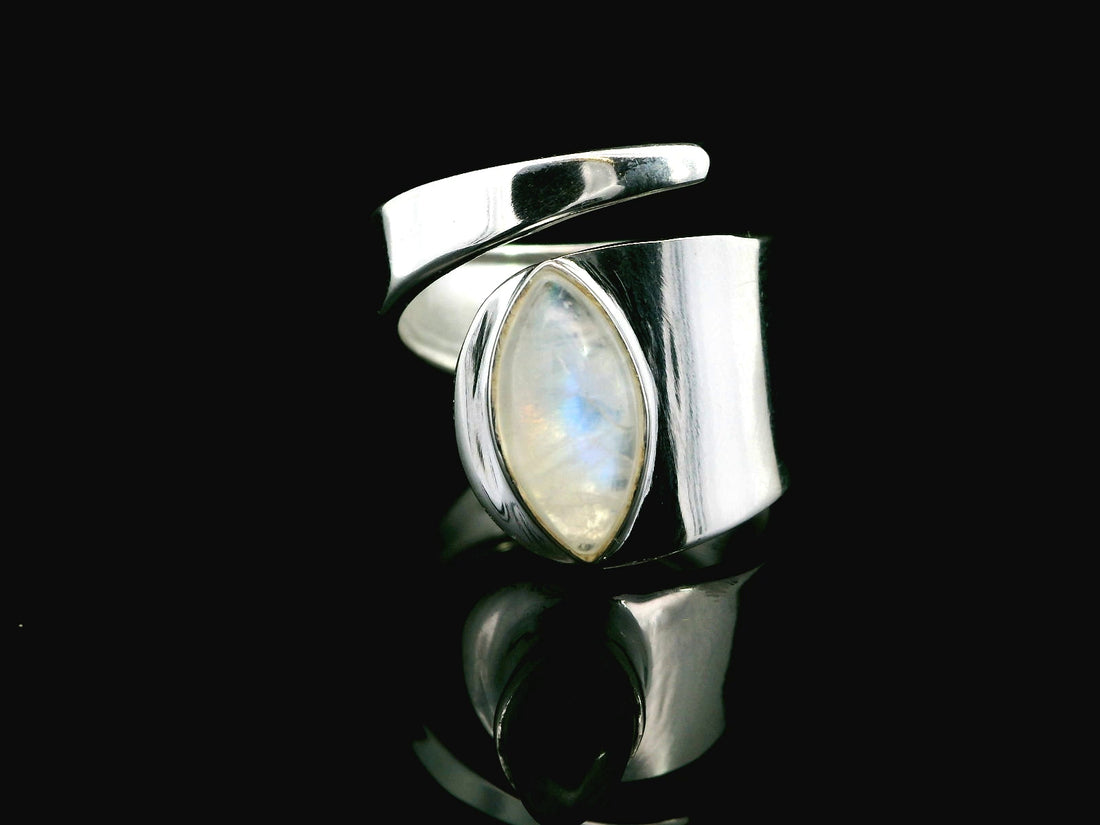 Moonstone, Rainbow Sterling Silver Ring