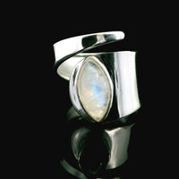 Moonstone, Rainbow Sterling Silver Ring