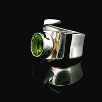 Peridot Faceted, Freesize Sterling Silver Ring