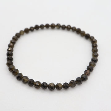 Obsidian, Gold Sheen Faceted Bracelet - 4mm