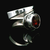 Garnet, Faceted Sterling Silver Ring