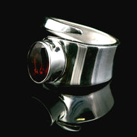 Garnet, Faceted Sterling Silver Ring