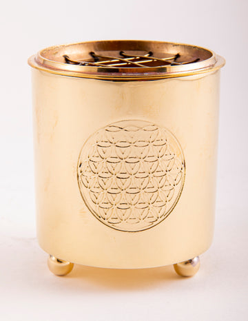 Flower of Life Brass Incense Burner with screen