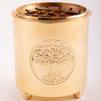 Tree of Life Brass Incense Burner with screen