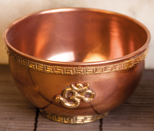 Copper Incense Bowl with Om symbol