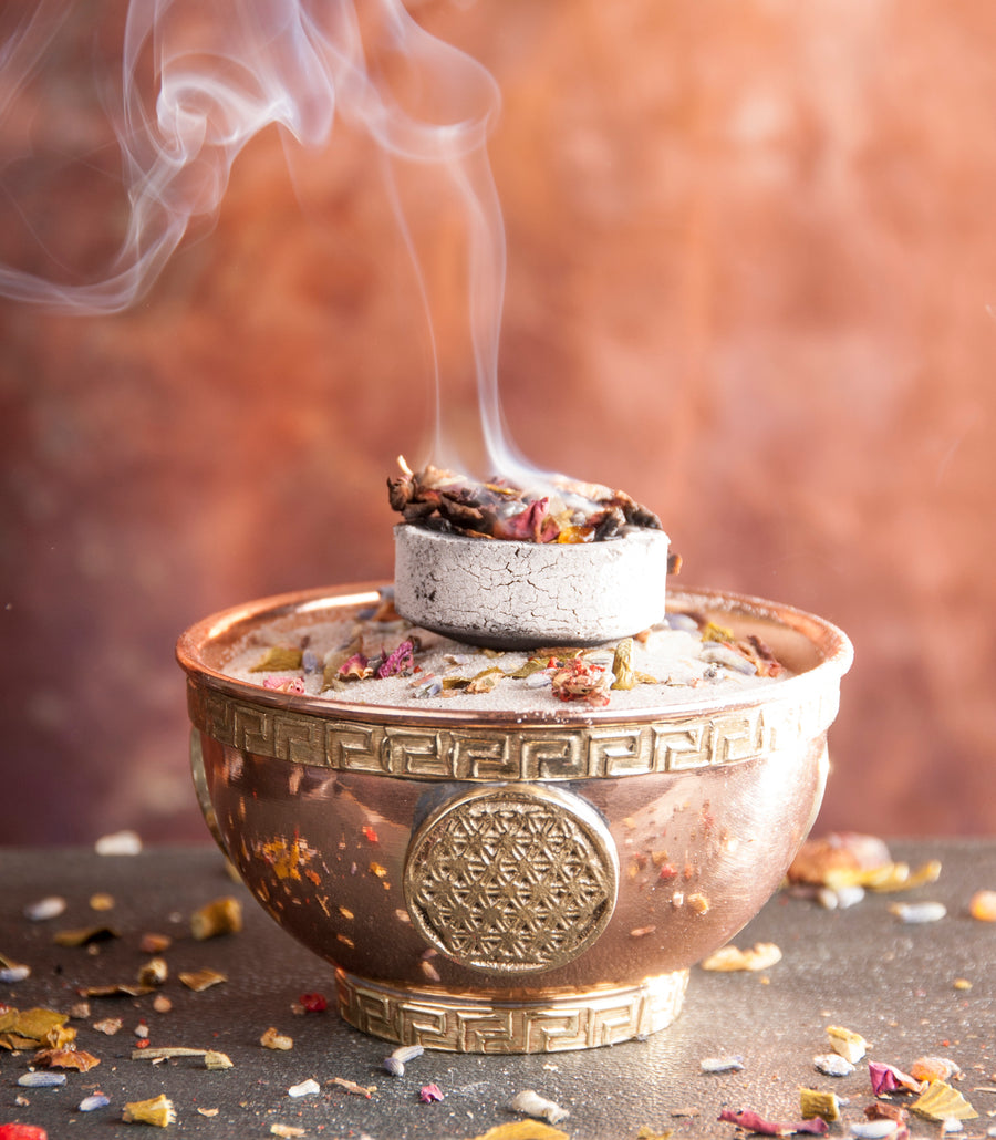 Copper Incense Bowl - Flower of Life