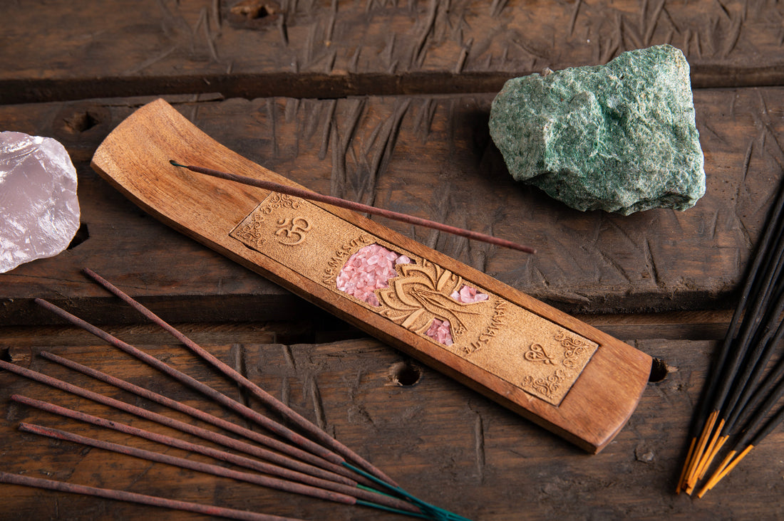 Namaste with Rose Quartz Incense Holder