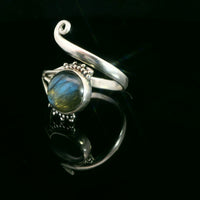 Labradorite, Freesize Sterling Silver Ring