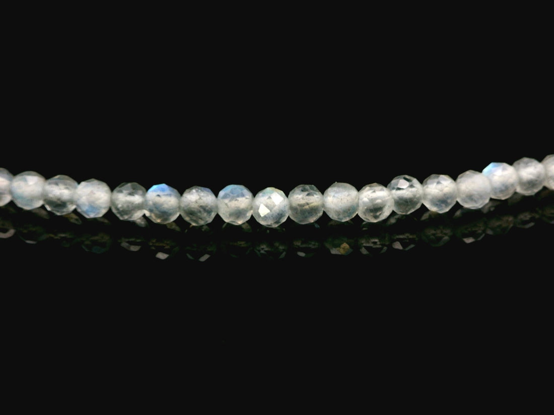 Labradorite 3mm Faceted Necklace - Silver Plated