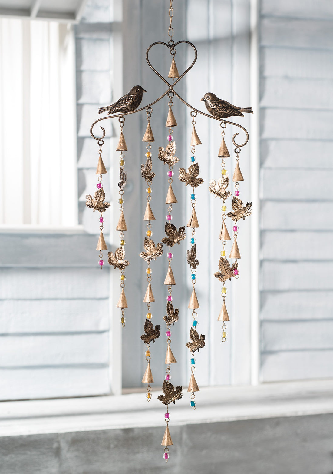 Windchime Mobile - Leaf & Bird with Mixed Beads