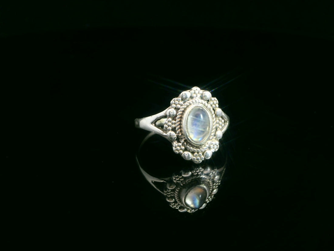 Moonstone, Rainbow, Sterling Silver Ring