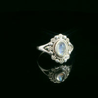 Moonstone, Rainbow, Sterling Silver Ring