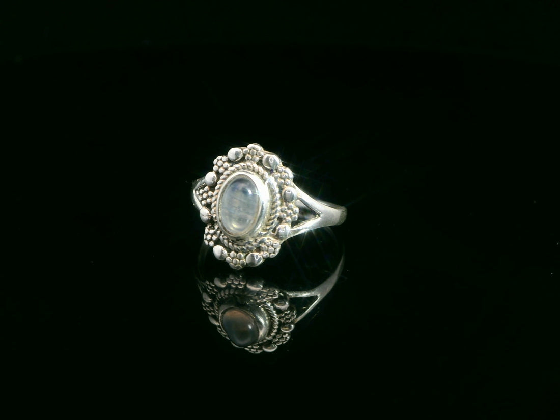 Moonstone, Rainbow, Sterling Silver Ring