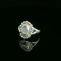 Moonstone, Rainbow, Sterling Silver Ring