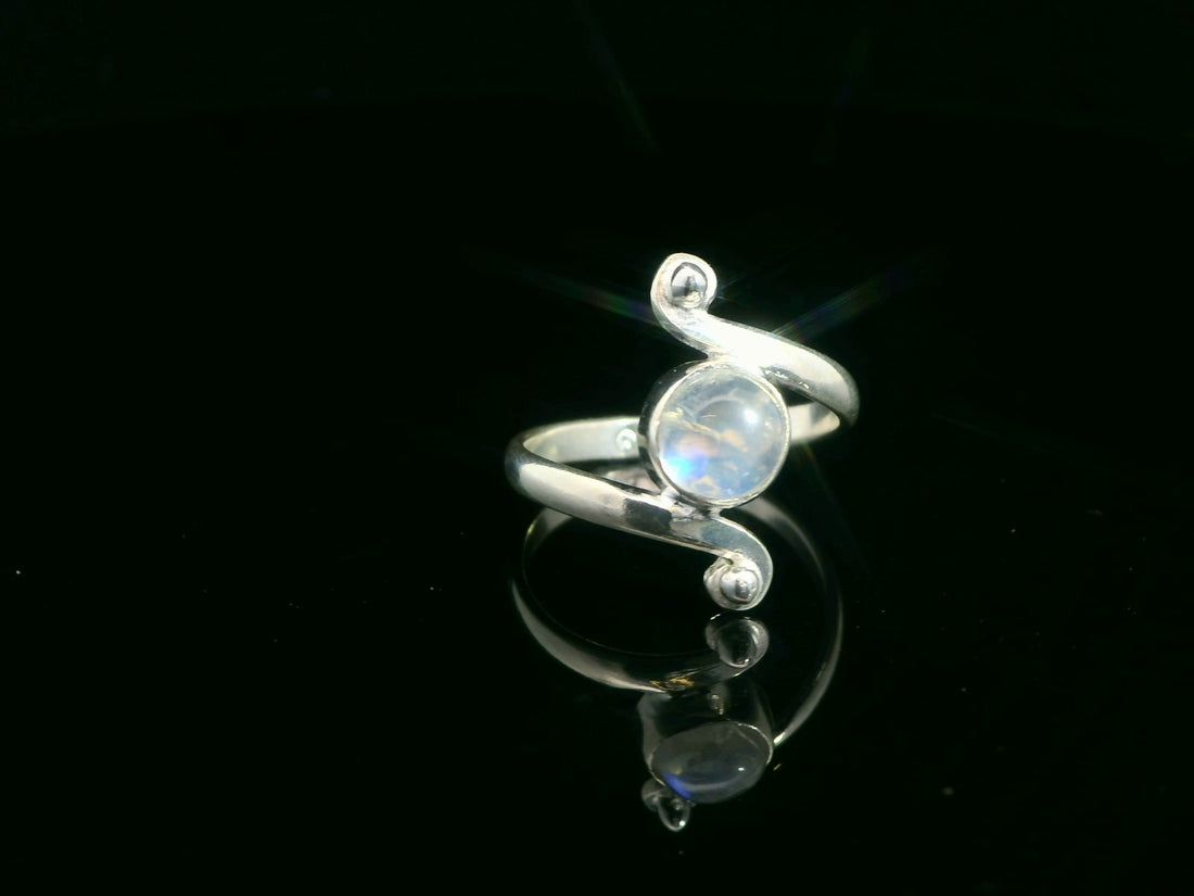 Moonstone, Rainbow Sterling Silver Ring