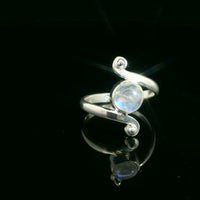 Moonstone, Rainbow Sterling Silver Ring