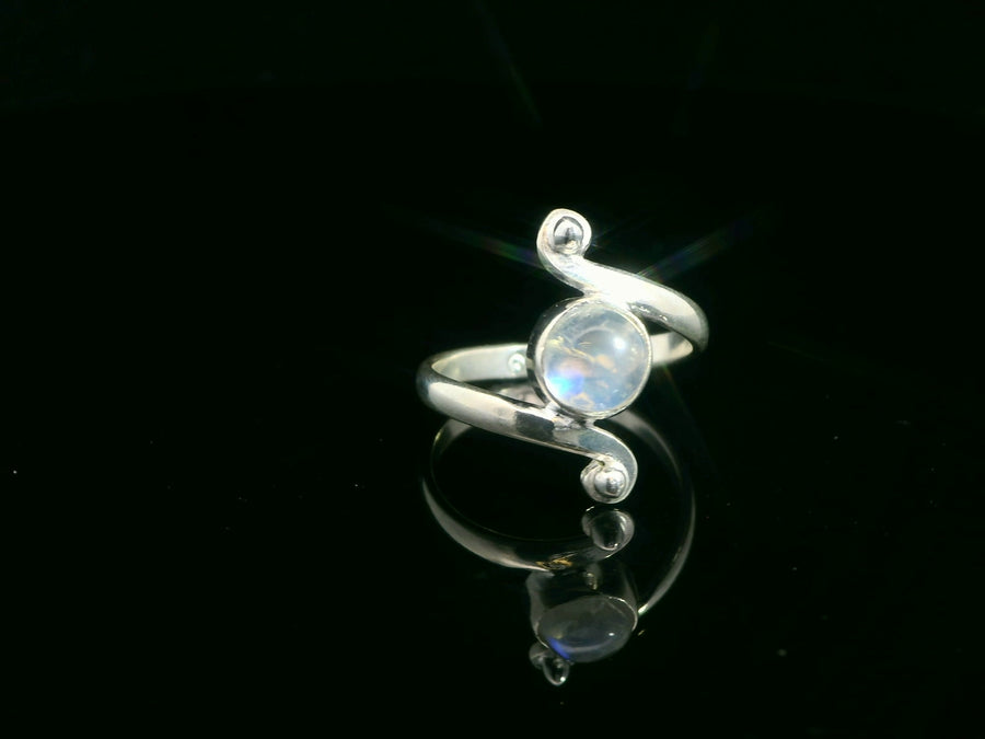 Moonstone, Rainbow Sterling Silver Ring