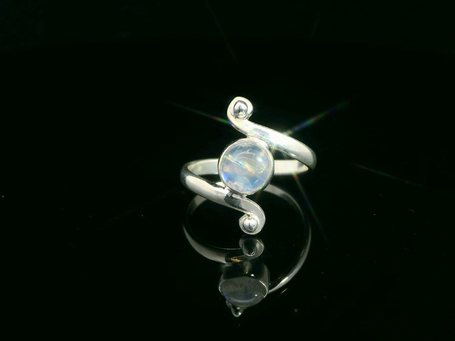 Moonstone, Rainbow Sterling Silver Ring