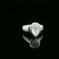 Moonstone, Rainbow Faceted Sterling Silver Ring