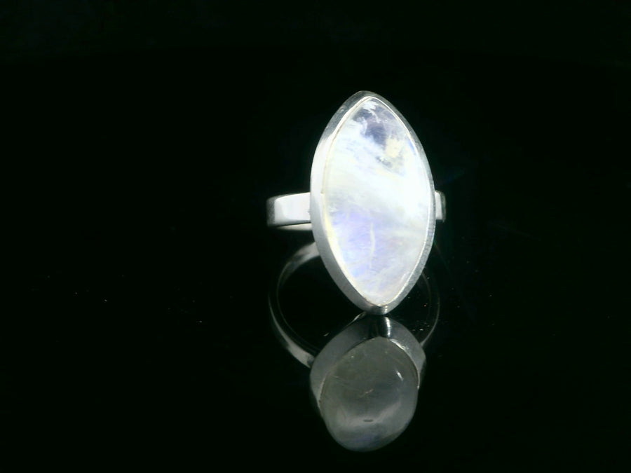 Moonstone, Rainbow Sterling Silver Ring