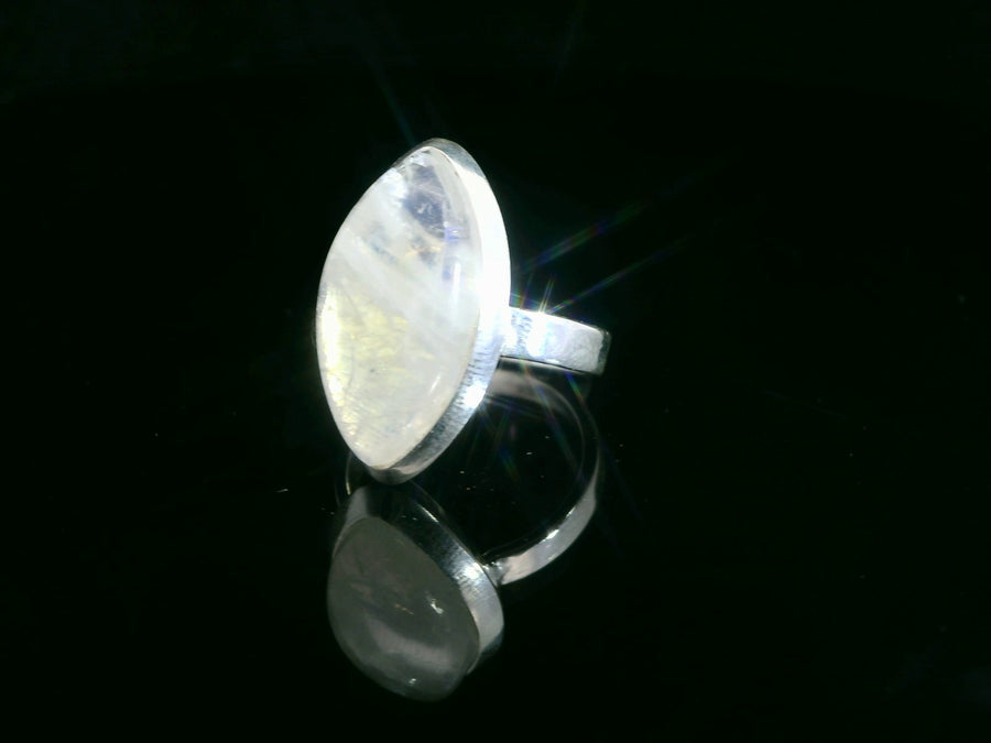 Moonstone, Rainbow Sterling Silver Ring