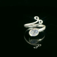 Moonstone, Rainbow, Freesize Sterling Silver Ring